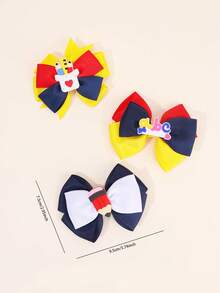 6/2pcs Back To School Pencil Hair Bows,Yellow Blue Heart Letter Bow Hair Clips,Pinwheel Alligator Clip,Cute Hair Accessories For Girls Gift,Daily - Multicolor - View 6