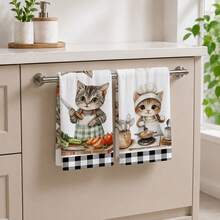 2/4/6/8pcs/Set, Dish Towel, Printed Pattern Towel, Microfiber Modern Absorbent Cloth, Cooking And Baking Tea Towel, Dishcloth, Cleaning Towel, Hand Towel, Tea Towel, Super Soft And Highly Absorbent, Kitchen Decor, Gift For Neighbors, Gift For Mom, Birthday Gift, Sweet Housewarming Gift For Friends, Kitchen Accessories, Daily Necessities, Life Essentials. - Multicolor - View 8
