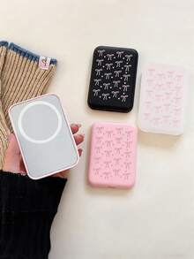 Funda protectora de silicona con estampado de lazo lindo, compatible con batería portátil MagSafe, carcasa protectora a prueba de golpes de TPU, compatible con la serie 18/17/16/15/14/13/12/11, superficie mate (solo la funda protectora, batería no incluida). - Multicolor - Ver 6