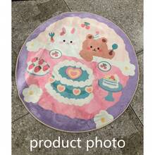 1pc Tulip & Bunny Round Rug, Decorative Carpet, Bedroom Decor, Floor Mat, Carpet, Home Decor, Living Room Rug, Small Living Room Rug, Bedroom Carpet, Living Room Home Decor, Outdoor Rug, Washable Carpet - Multicolor - View 2