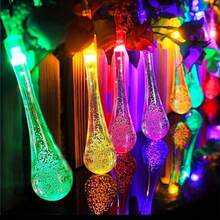 1PC 5M20LED/7M50LED Solar Water Drop String Lights - Waterproof LED Fairy Lights With 8 Lighting Modes For Garden, Pathway, Patio, Garden, Yard & Party Decor - Solar Water Droplets - View 5