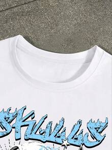 Graphic Tee Shirts Urban Figure And Letter Print Short Sleeve Top Loose Fit Cotton Streetwear Tee For Men Daily Casual Wear - White T-shirt - View 3