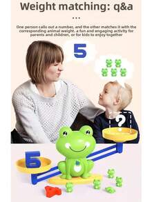 Frog Balance Scale Math Educational Toy, Toddler Number Recognition Addition & Subtraction Arithmetic Learning Tool, 3-Level Difficulty Challenge Cards, Hand-Eye Coordination & Balance Perception Training, Children's Desktop Game - Multicolor - View 12