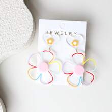 1 paire de boucles d'oreilles pendantes exagérées en acrylique transparent avec paillettes et fleurs pour femmes, brillantes, excentriques, mignonnes et élégantes, convenant pour le port quotidien, les fêtes, les vacances, les cadeaux, les cadeaux de fête - Y1351 - Voir 2
