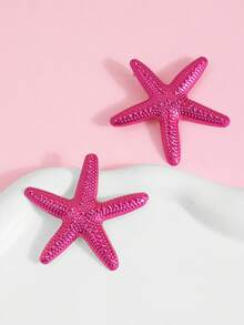 European And American Fashion Cross-Border Bohemian Starfish Stud Earrings, Suitable For Daily Wear, Vacation And Travel - Hot Pink - View 2