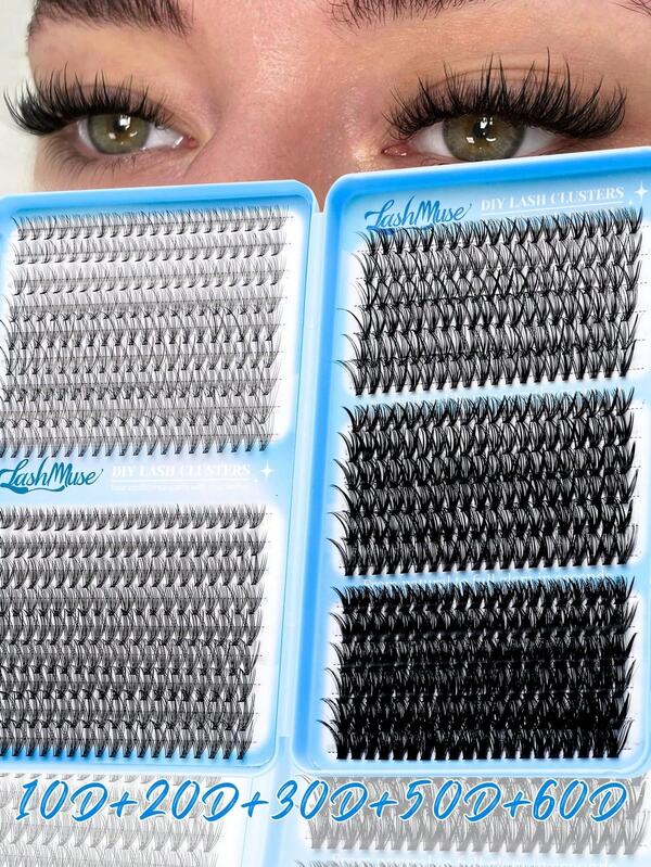 Fengxiu Eyelash Fengxiu 720pcs Dramatic D Curl 8-16MM Mixed Pack, 10D/20D/40D/50D/60D/80D, DIY Eyelash Extension Lash Book, Large Capacity Soft, Single Cluster False Eyelashes, Can Create Fluffy Natural Slender Effect According To Needs, Suitable For Beginners