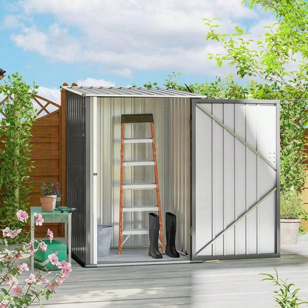 3.3 X 3.4 Outdoor Storage Shed, Metal Garden Tool House With Sloping Roof And Lockable Door For Backyard, Bike, Patio, Garage,