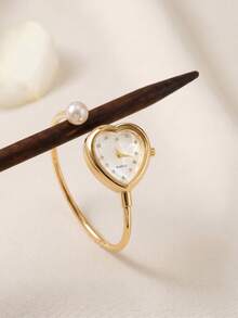 1pc Women's Elegant Pearl Wrist Watch, Luxury Rhinestone Heart-Shaped Dial, Small Quartz Watch, Fashion Style, Mother's Day Valentine's Day Gift For Women - Heart-shaped Watch - View 18