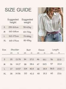 1pc Women's Fashion Versatile Commuter Button-Up Casual Loose Fit Lapel Ruffle Blouse 5-Sleeve Flared Sleeve Pleated Design Shirt, Everyday Spring/Summer - Apricot - View 5
