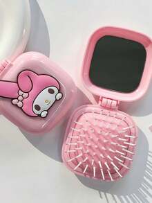 1件 MINISO Sanrio 正版授權 My Melody 夢幻可愛方形折疊梳子附鏡子，淺粉色口袋梳，適合日常化妝、快速補妝，閨蜜/情侶收藏首選 - 彩色 - 查看 7