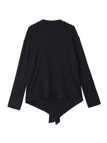 Black Asymmetrical Mid-Length Jacket Women's Summer New Slouchy Design Long Sleeve - Black - View 6