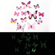 12pcs Fluorescent Butterfly Wall Stickers Outdoor Decor 3D Colorful Realistic Butterfly Decoration - White - View 7