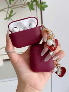 1組磨砂愛心藍牙耳機保護殼，適用於AirPods 1/2/3/Pro 2代無線藍牙耳機外殼保護套 - 酒紅色 - 查看 5