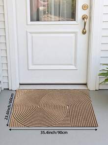 1pc Khaki Geometric Striped Rug, Made Of Stain-Resistant Polyester, Non-Slip And Easy To Clean, Suitable For Patio, Indoor, Outdoor, Garden, Hallway, Home Decor, Bathroom Rug, Floor Rug, Outdoor Rug, Bathroom Accessories - Khaki - View 15