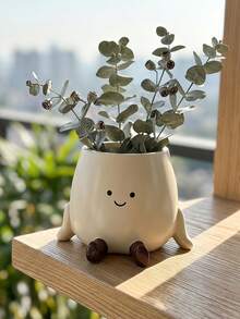 1件可愛微笑花瓶－奶油風乾燥花裝飾，桌面花卉擺飾，適用於客廳、居家裝飾、房間裝飾、北歐風裝飾、客廳玄關裝飾，收藏品，獨特禮物，桌面中心裝飾 - 新款-米色組合 - 查看 8