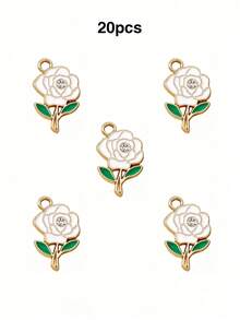10/20/100PCS Rhinestone Rose Flower Pendant DIY Alloy Jewelry Accessories Earrings Necklace Charm Pendant Box Packaging Hanging Decoration - Rose - View 18