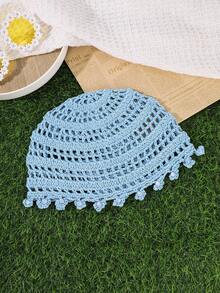 1 buah/3 buah Topi Rajut Beanie Berongga dengan Hiasan Mutiara Imitasi Gaya Liburan Bohemian - MultiWarna - View 11