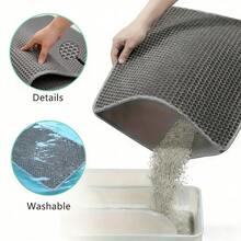 Cat Litter Mat, Splash‑Proof & Litter‑Tracking Prevention, Double‑Layer Filtering Litter‑Trapping Mat For Cat Litter Box, Sand‑Leakage Toilet Foot Mat - Multicolor - View 7