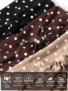 3 pièces Bandeau ultra large à pois et nœud, accessoire de cheveux élégant et décontracté pour femme - Multicolore - Voir 4