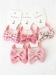 10pcs Pastoral Style Assorted Fabric Bow Headbands Hair Accessories, Suitable For Children - Multicolor - View 7