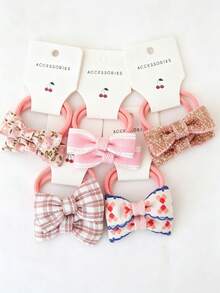 10pcs Pastoral Style Assorted Fabric Bow Headbands Hair Accessories, Suitable For Children - Multicolor - View 15