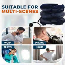 Estirador de cuello, inflable ajustable, soporte acolchado cómodo, válvula azul, apto para uso en el hogar y la oficina, mejora la postura | Diseño ajustable | Acolchado suave - Multicolor - Ver 3