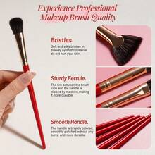 BS-MALL High Cost-Performance Rose Red Eyeshadow Brush Set 20/10pcs Makeup Brush Set Eye Detail Brushes Portable Storage Bag Travel Touch-Up Makeup Brushes Beginner Eyeshadow Brushes - Rose Red - View 6