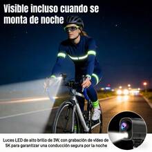 Cámara de acción 5K a 30 FPS con estabilización de imagen, WiFi, luces LED, grabación en bucle, cámara deportiva para moto, bicicleta y actividades al aire libre - Negro - Ver 9