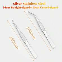 1pc/2pcs Stainless Steel Precision Tweezers, Straight & Curved Pointed Anti-Slip Serrated Tweezers, Aquarium Plant Jewelry Craft Lab Tool Set - Tweezers - View 12