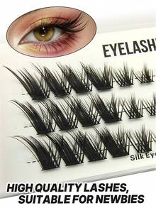MEM 36 Clusters Of Fox Eye False Eyelashes, Mixed Length, Eye Tail Extension False Eyelash Clusters, Fluffy, Curly, Suitable For Women's Eye Makeup, Parties, Clubs, Makeup Beginners To Use, Eyelash Clusters, Single Eyelashes, False Eyelashes - D - View 3