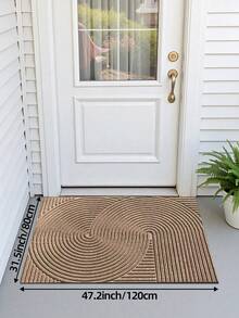 1pc Khaki Geometric Striped Rug, Made Of Stain-Resistant Polyester, Non-Slip And Easy To Clean, Suitable For Patio, Indoor, Outdoor, Garden, Hallway, Home Decor, Bathroom Rug, Floor Rug, Outdoor Rug, Bathroom Accessories - Khaki - View 10