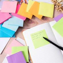 8 Notebooks/400 Sheets Of Fluorescent Sticky Notes, 3x3 Inches (Approx. 7.5x7.5 Cm), Mixed Colors, Self-Adhesive With String; Suitable As A Christmas Gift For Friends Or As School Supplies. - one-size - View 4