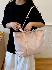 大容量日常通勤單肩包 素色款 2026新款女包 - 粉色 - 查看 6
