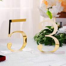 10pcs Gold Wedding Table Numbers, 1-10 Acrylic Gold Mirror Table Signs With Protective Film, Suitable For Wedding Banquet, Party, Birthday, Anniversary Event Decoration - Multicolor - View 7