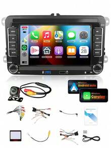 適用於 Golf MK5 MK6 Jetta Beetle Passat Sharan Tiguan Touran Seat Polo 的汽車收音機,支援無線 CarPlay & Android Auto,7 吋 VW 觸控螢幕音響,附 FM AM 收音機 (7 吋) - A - 查看 13