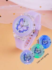 1pc/7pcs Set Teenager Exquisite Fashion Luminous Quartz Watch With Cute Flower Series Jewelry Set, Luminous Quartz Watch, Silicone Strap, Rotating Hands, Perfect Gift For Easter, Festival, Halloween, Christmas, New Year - Multicolor - View 5
