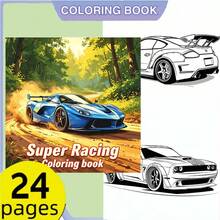 "Auto"-Themen Malbuch, Malbuch zur Entspannung für Erwachsene, verbessertes dickes Papier, 24 einseitig bedruckte Seiten, perlmuttfarbenes Papiercover, perfektes Geschenk für Weihnachten, Halloween, Thanksgiving, Neujahr, Ostern, Valentinstag, Neujahr und Geburtstag, Malbuch für Erwachsene, perfektes Geschenk für Auto-Enthusiasten, kann Stress und Emotionen lindern, kreatives Design, exquisite Illustrationen, Autos, Rennsport - Malbuch - Übersicht 9