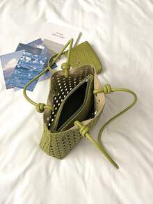 2026 New Premium Vacation Basket Bag Fashion Hollow Shoulder Underarm Mother-Daughter Tote Handbag Single - Green - View 10