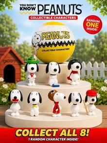Monogram 1PC Peanuts Officially Licensed Mystery Blind Box Mini Figure Collectible Pop Culture Desktop Ornament Gift For Teens Adults Anime Fans Birthday Holiday - Yellow - View 1