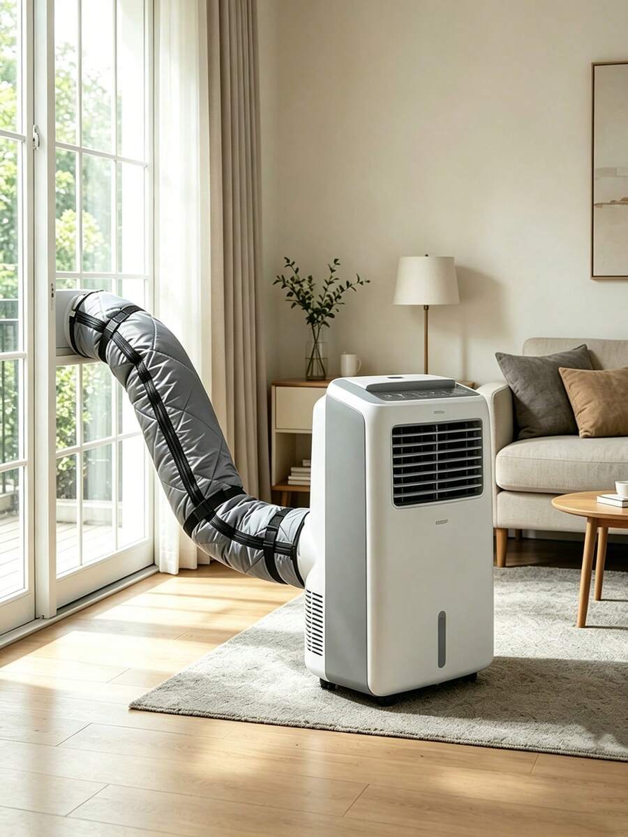 Portable Air Conditioner Exhaust Pipe Insulation Cover, Quilted Adjustable Strap Ventilation Heat Dissipation Sleeve, Noise Reduction Heat Insulation Wrap 148*53cm Waterproof Protective Cover, Bedroom Portable Air Conditioner Exhaust Pipe Accessory - Insulation Sleeve - View 1