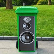 1pc Listening Speaker Trash Can Sticker - Modern Self-Adhesive Removable Decorative Sticker, High-Quality Paper Realistic Speaker Design Suitable For Plastic Trash Cans, Home Decor And Waste Bins, Beach Cleaning Solution, Easy Application Sticker - A - View 6