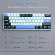 MageGee Star61 Mini 60% RGB Gaming Mechanical Keyboard 61 Keys Wired USB-C Multi-Device Gaming Keyboard Customizable Keycaps Suitable For Laptop PC Computer Gamers [Black & Blue: Brown Switch] - Black and white blue (Brown Switch) - View 4