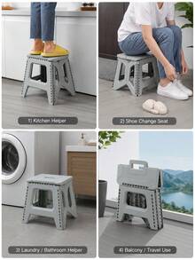 Minimalist Folding Stool With Easy Hand Carry Handle Premium Plastic Portable Stool For Adults And Teens Sturdy Build Foldable Stool Perfect For Indoor Seating And Party Use Strong Square Base Outdoor Furniture Camping Essentials Picnic Essentials - Multicolor - View 12