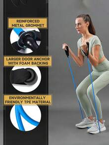 1 Piece Of Resistance Band With Handle, Strength Band, Straight Tension Rope, Fitness Pull-Up Device, Strength Training Band, Yoga Elastic Resistance Rope, Suitable For Yoga Accessories, Fitness Equipment, Fitness Supplies - Multicolor - View 5