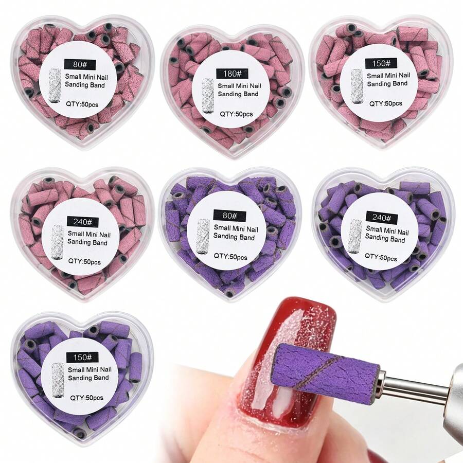 Heart-Shaped Box Mini Nail Sandpaper Belts (50 Pieces), Multi-Grit ...