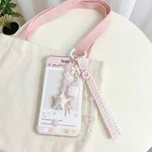 Ins Style Sweet Pink Pendant Keychain, Y2K Aesthetic Bow & Star Bag Charm, Cute Phone Lanyard - Multicolor - View 2