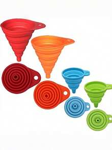 4pcs Portable Folding Silicone Funnel Set, Collapsible Kitchen Funnels, Large And Small, Leak-Proof Liquid Transfer Water Bottle Filling, Travel Camping Dorm Office Practical Tools, Graduation Back To School Gift - View 11