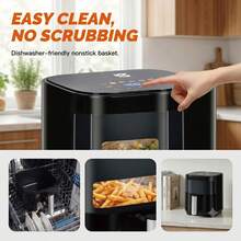 YMS 3.2QT Touchscreen Air Fryer With Visible Window, Black, 8-In-1 Preset Functions, Oil-Free Healthy Cooking, Fast & Easy To Clean, 1200W Compact Small Air Fryer For Singles, Perfect For Apartment Dorm Countertop Use, Air Fryers, Kitchen Accessories - 查看 3