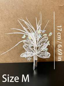 1PC Women Hair Clip, Exquisite Sequins Beaded Hollow Feather Barrette, Bridal Hair Accessory For Wedding, Vacation Party & Photoshoot Styling - Multicolor - View 6