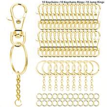 Stainless Steel Rotating Quick Release Keychain Split Ring Chain Bulk Pack, DIY Metal Keychain Making Kit, DIY Keychain Bag Pendant Handmade Materials - Medium Keychain Set - View 10